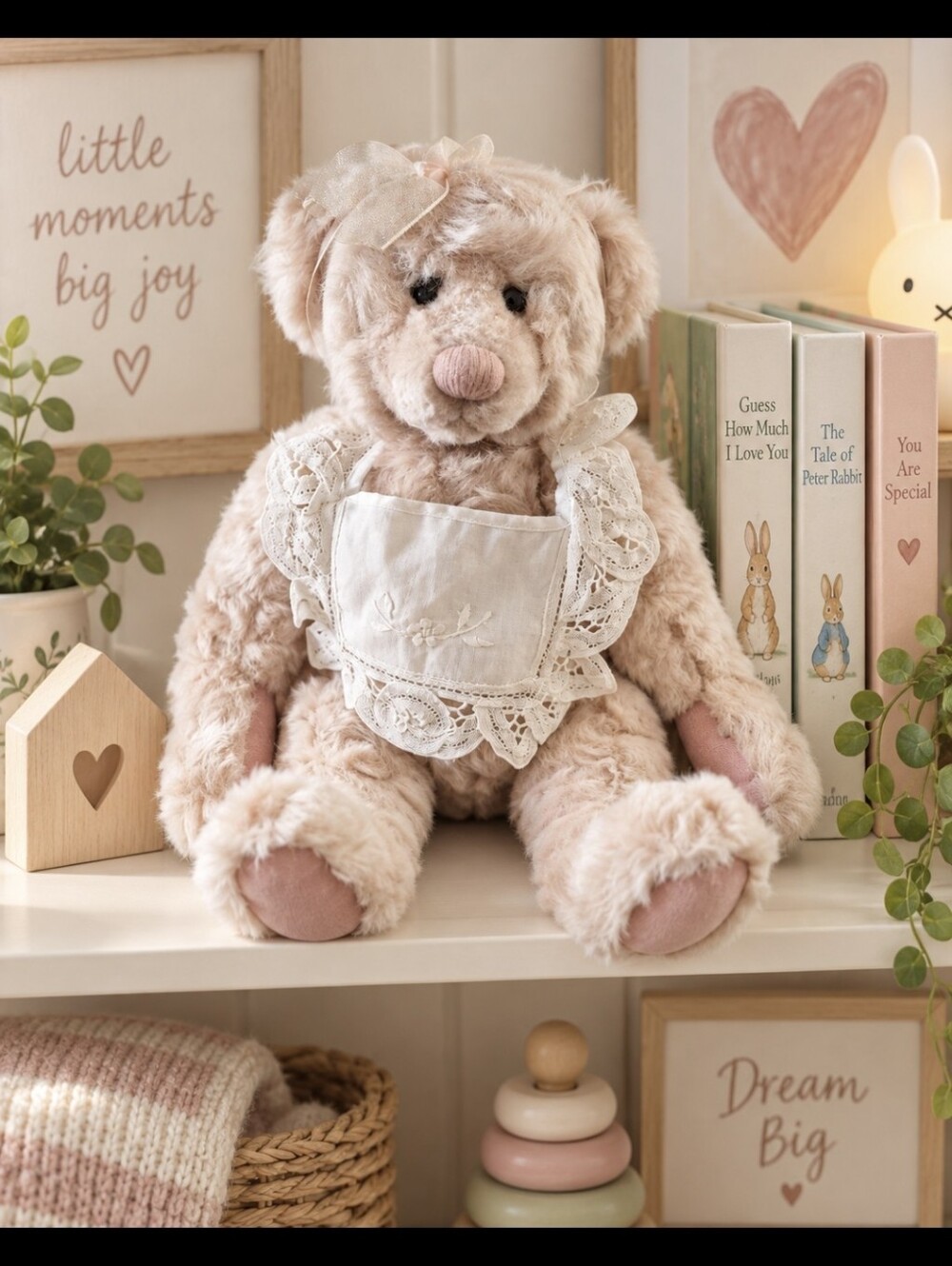 Ganz Abby Pink Bear Cottage Collectibles Plush 13" Bib Neck Stuffed Teddy Vintag